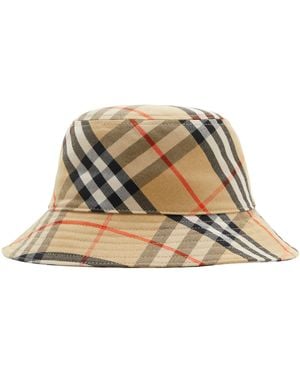 Burberry Check Ekd Bucket Hat - Natural