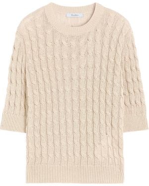 Max Mara Linen Cable Knit Jumper - Natural