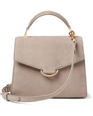 Aspinal of London Midi Suede Mayfair 3 Top-Handle Bag - Natural