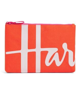 Harrods Medium Cotton Logo Pouch - Red