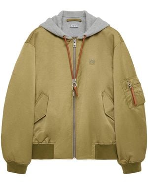 Loewe Anagram Hooded Bomber Jacket - Green