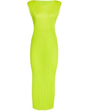 Pleats Please Issey Miyake Pleated Peanut Midi Dress - Green