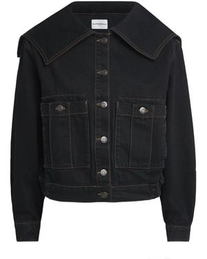 Claudie Pierlot Contrast-Stitch Denim Jacket - Black