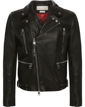 McQueen Leather Biker Jacket - Black