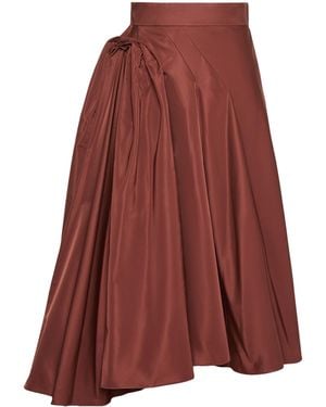 Max Mara Pleated Asymmetric Midi Skirt - Brown