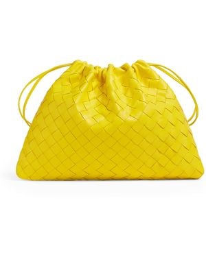 Bottega Veneta Medium Leather Dustbag Clutch Bag - Yellow