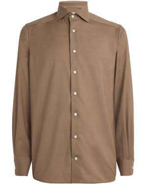 Eton Virgin Wool-Cashmere Shirt - Brown