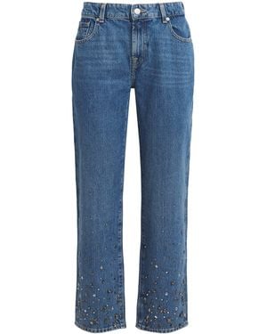 7 For All Mankind Embellished Callie Straight Jeans - Blue