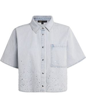 Maje Embellished Denim Shirt - Blue