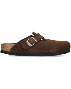 Birkenstock Suede Boston Clogs - Brown