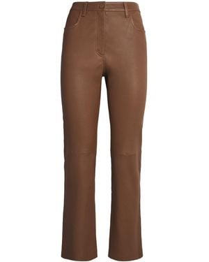 JOSEPH Leather Duke Pants - Brown