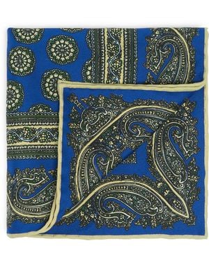 dunhill Mulberry Silk Printed Pocket Square - Blue
