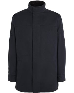 Canali Virgin Wool Fur-Collar Overcoat - Blue