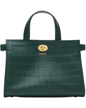 Burberry Mini Croc-Embossed Lambskin Cotswolds Tote Bag - Green