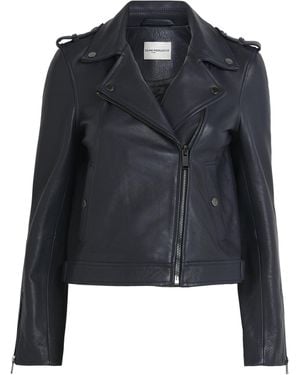 Claudie Pierlot Club Grained Leather Jacket - Blue