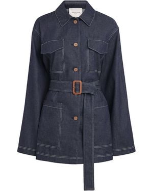 Lafayette 148 New York Chambray Belted Jacket - Blue