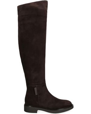 Gianvito Rossi Suede Lexington Knee-High Boots - Black