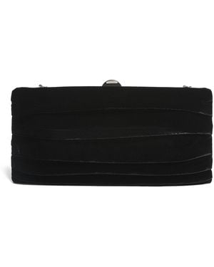 Rodo Velvet Plissé Clutch Bag - Black