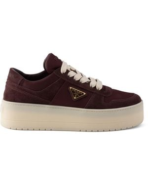 Prada Suede And Re-Nylon Downtown Bold Sneakers - Brown