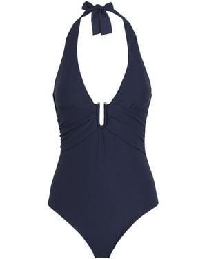 Heidi Klein Plunge U-Bar Swimsuit - Blue