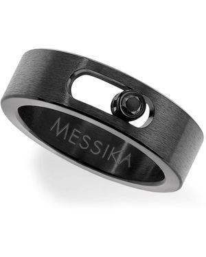 Messika Move Titanium Brushed Titanium And Diamond Ring - Black