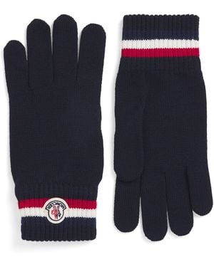 Moncler Wool Logo Gloves - Blue