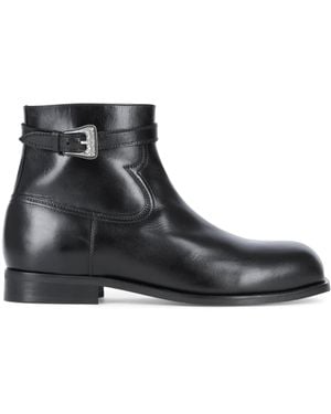 The Kooples Leather Buckled Ankle Boots - Black