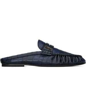 Saint Laurent Leather Le Loafer Mules - Blue