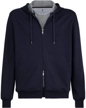 Brunello Cucinelli French Terry Zip-Up Hoodie - Blue