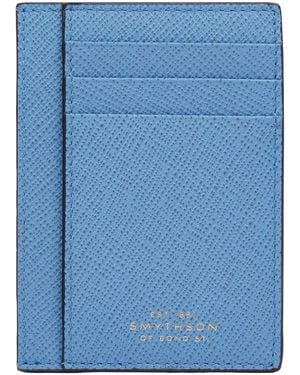 Smythson Panama Leather Compact Card Holder - Blue