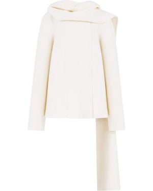 Alaïa Wool Scarf Coat - White