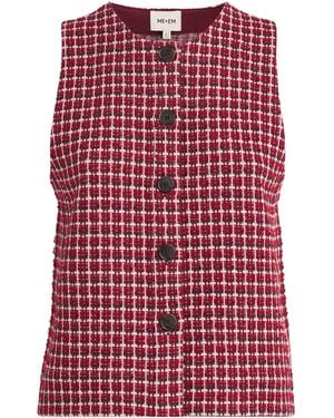 ME+EM Jacquard Button-Up Sleeveless Top - Red