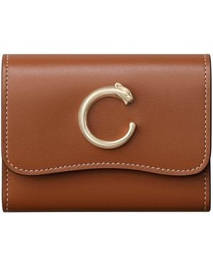 Cartier Mini Leather Panthère De Wallet - Brown