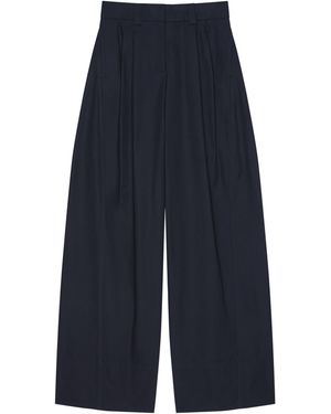 Givenchy Cotton Canvas Pleated Wide-Leg Trousers - Blue