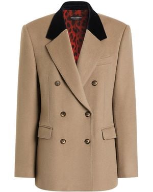 Dolce & Gabbana Cashmere Double-Breasted Blazer - Brown