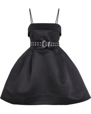 Ganni Satin Bubble Mini Dress - Black