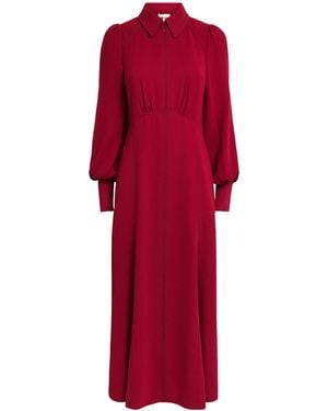 ME+EM Crepe Balloon-Sleeve Maxi Dress - Red