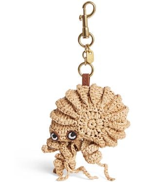 Anya Hindmarch Raffia Leather-Trim Hermit Crab Keyring - Metallic