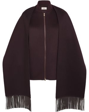 Agnona Cashmere Scarf-Neck Bomber Jacket - Blue