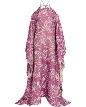 Taller Marmo Woven Tropical Print Kaftan Dress - Pink