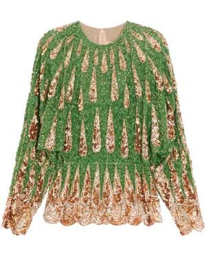 Valentino Silk Sequinned Blouse - Green