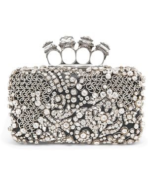 McQueen Embellished Skull Knuckle Clutch Bag - Metallic