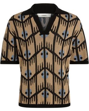 Commas Jacquard Geometric-Print Polo Shirt - Multicolour