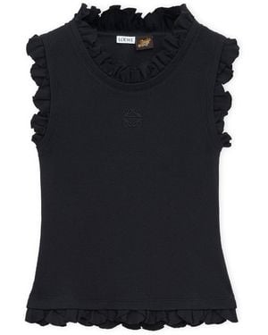 Loewe X Paula's Ibiza Cotton-Blend Ruffled Tank Top - Black