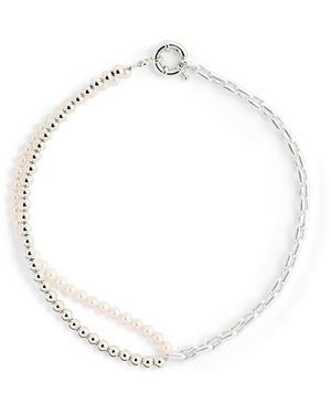 Timeless Pearly Modern Touch And Pearl Necklace - White