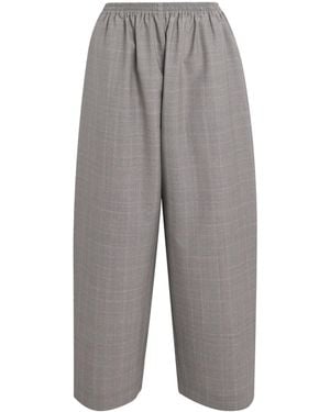 Eskandar Virgin Wool Check Japanese Pants - Gray