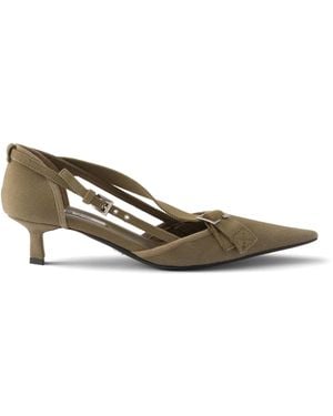 Prada Canvas Buckle-Detail Court Shoes 45 - Natural