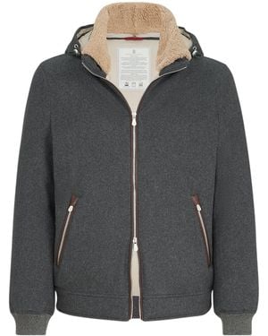 Brunello Cucinelli Wool Hooded Down Jacket - Black