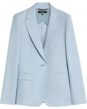 Weekend by Maxmara Linen Single-Breasted Blazer - Blue