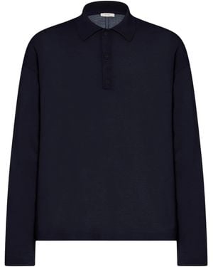The Row Djon Wool Polo Jumper - Blue